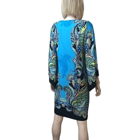 SUNNY Leigh Jersey Dress Colourful Paisley Gorgeous with Broach - Picture 8 of 13